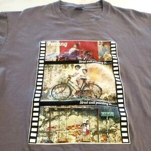 Vintage Penang Malaysia Men's Size Medium‎ Gray T shirt XL 360 Graphic Print